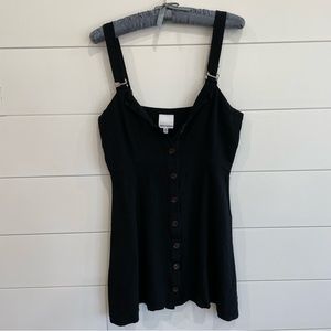 Black Mini Dress with Front Buttons and Detachable Straps